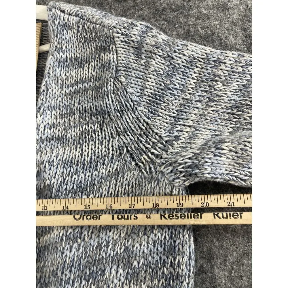 J Jill Sweater Womens Large Cardigan Blue Open Front Pullover Cotton N103